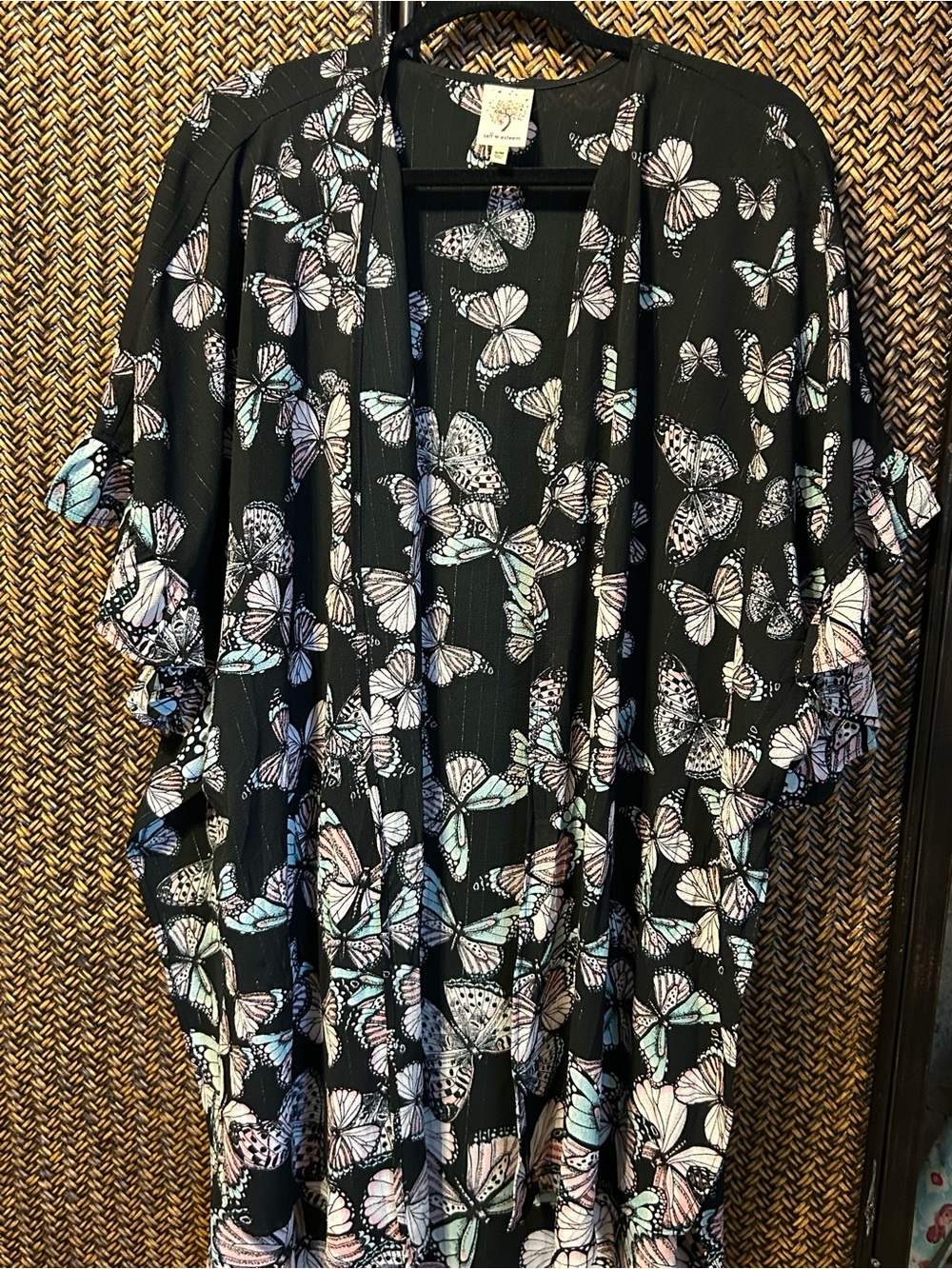 Self Esteem Black Butterfly Print Open Cardigan
